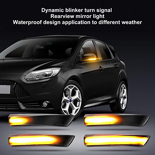 Luz de señal de giro del espejo lateral LED, luz intermitente de la tira indicadora de flujo dinámico del espejo retrovisor para Focus Mk2 Mk3 Mondeo Mk4 1 par