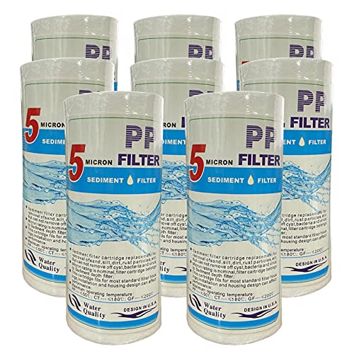 LZH FILTER Filtro Purificación Agua, Filtro Algodón PP 5 Pulgadas, Dispensador Agua Universal para Uso Doméstico, Purificador Agua (8 Piezas)