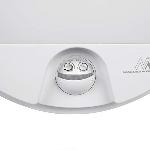 Maclean MCE291-Lámpara LED con sensor de movimiento infrarrojo (1100 lm, 15 W, IP54, 4000 K, resistente al agua), color blanco