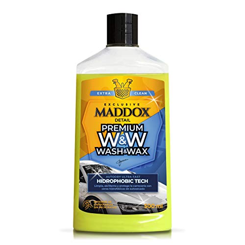 Maddox Detail – Premium Wash & Wax. Champú con Ceras hidrofóbicas para un Brillo Superior. Sin Necesidad de Secado.