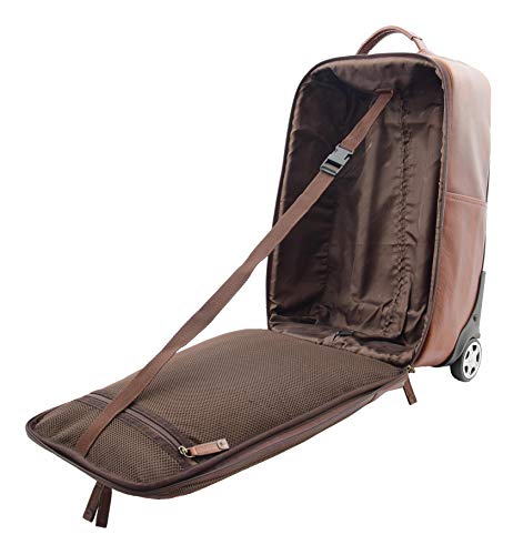 Maleta con ruedas tamaño cabina de cuero marrón real equipaje maleta de viaje Trolley - Carlos