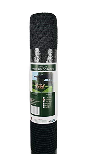Malla sombreadora 70% Verde Oscuro. 10m² (2 x 5m). Resistente a Rayos UV Vallas, Balcones,terrazas. Aporta Sombra a tu jardín. Bloqueador Solar.
