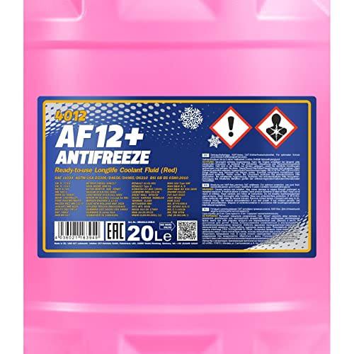 MANNOL Anticongelante AF12+ – 1 x 20 litros rosa hasta -40 °C para G12+ anticongelante