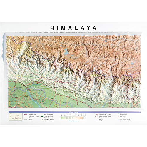Mapa en relieve del Himalaya: Escala gráfica