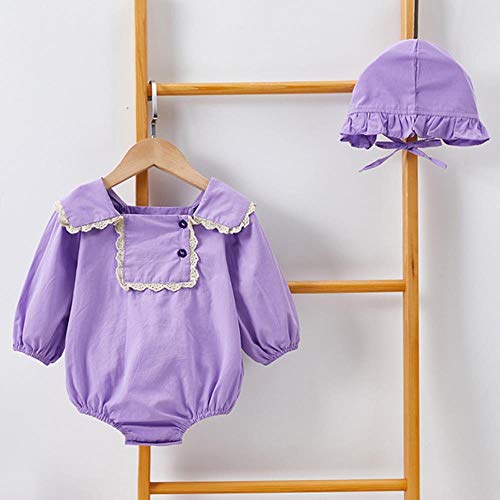 MAPPE Baby Girl Rompers and Hat Baby Girl Long Sleeves Rompers Spring Autumn Baby Girl Clothing Newborn Rompers Clothes,Gz76 Purple,6M