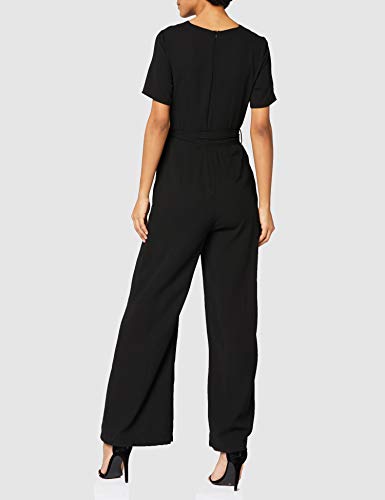 Marca Amazon - find. Short Sleeve Tie Waist Mono Mujer, Negro (Black), 44, Label: XL