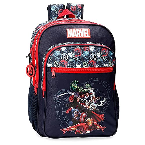 Marvel Los Vengadores Avengers Team Mochila Escolar Doble Compartimento Adaptable a Carro Azul 30x40x13 cms Poliéster 15,6L