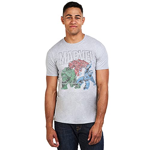 Marvel Trio-Mens T Shirt Med Camiseta, Gris (Grey Heather Hgy), Medium (Talla del Fabricante: Medium) para Hombre