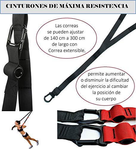 MAXBONA Trainer Kit de Entrenamiento en suspensión en casa – Correas de Resistencia para Gimnasio/Fitness en Interiores y Aire Libre – Home Gym Ligero & Robusta…