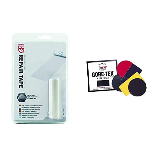McNett Gear Aid Tenacious Repair Tape - Set De Reparación Para Tiendas De Campaña, Incolor + Gore Tex - Parches Reparadores De Tejido Gore-Tex, Negro