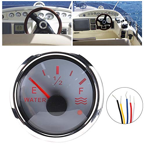 Medidor del tanque de agua | Medidores de nivel de agua de 52 mm/2 pulgadas 9‑30 V CC Alarma inteligente para barco marino RV 0‑190ohm Sensor europeo(Blanco)