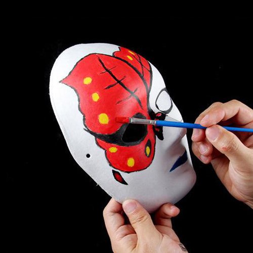 Meimask Bricolaje Papel Blanco máscara de Pulpa en Blanco máscara Pintada a Mano Personalidad Creativa máscara de diseño Libre 5 Piezas (5 Piezas, Los Hombres)