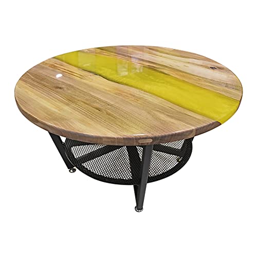 Mesa de centro de resina epoxi, mesa de café redonda de nogal, muebles de oficina en casa, mesa de comedor, mesa de madera maciza para café, mesa de té de sala de estar, mesa de té (w80/d80/h40 cm)