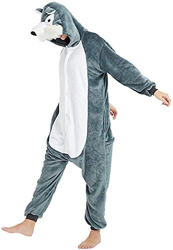 Mescara Pijama Animales Cosplay Interior, Unisex Disfraz Halloween Carnaval Fiesta Mujer Hombre Animal Sleepwear, Lupo, M