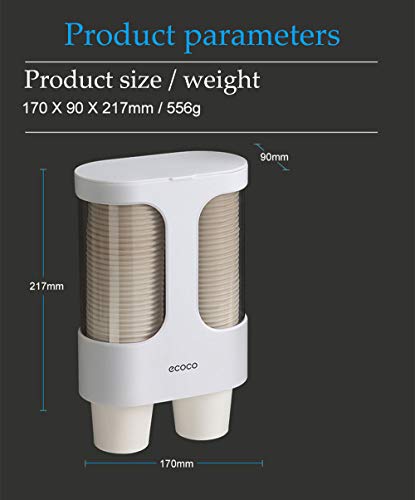 MHTECH Dispensador de vasos de papel desechables,hecho de plástico respetuoso con el medio ambiente,resistente al agua y al polvo,Diseño de montaje en pared-Tubo doble de gran capacidad-caqui