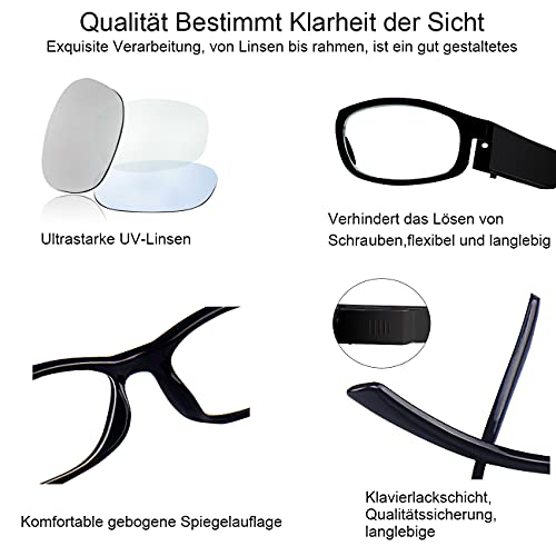Mifine Gafas de Lectura con Luz Led anti-azules 400 grados lupas de las gafas ayuda de lectura ayuda visual óptica oftálmica gafas de lectura visión para mujeres hombres (4+)