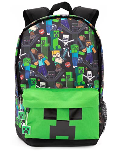 Minecraft Mochila Para Niños Niños Negro Gamer Bag Mochila Escolar Un tamaño
