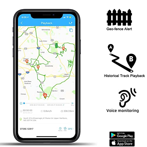 Mini Localizador GPS, PjxerdQ Real Antirrobo GPS Localizadores para Vehículos/Niños con Seguimiento de Actividad Fuerte Imán Recargable GPS Tracker con Aplicación Gratuita para Android iOS AT2