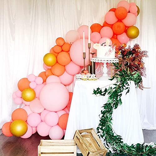 Miseagan Balloon Arch & Garland Kit, 52Pcs Blush Latex Balloon Set, Matt Pink, Coral Red, Metallic Gold Latex Balloons with 16ft Balloon Arch Tape and Glue Dots