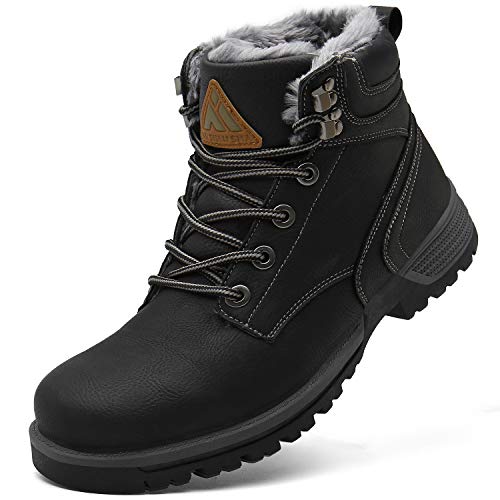 Mishansha Botas de Nieve Hombre Cálidas Forrados de Piel Winter Boots Impermeable Antideslizantes Bota de Trabajo Resistente al Desgaste Cómodas Zapatos de Invierno Casual, Trek Negro 39