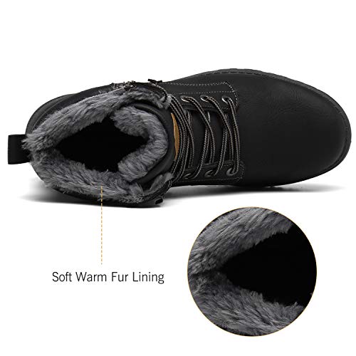 Mishansha Botas de Nieve Hombre Cálidas Forrados de Piel Winter Boots Impermeable Antideslizantes Bota de Trabajo Resistente al Desgaste Cómodas Zapatos de Invierno Casual, Trek Negro 39