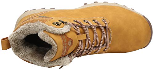 Mishansha Hombre Mujer Botas de Nieve Invierno Botines Senderismo Impermeables Deporte Trekking Zapatos Fur Forro Aire Libre Boots,Amarillo 43 EU