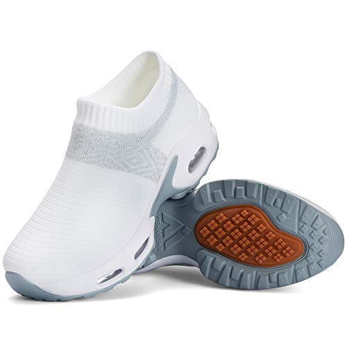 Mishansha Zapatos Deportivos Mujer Zapatillas de Deporte para Correr Running Antideslizante Gimnasio Bambas Blanco C N, Gr.37 EU
