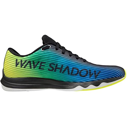 Mizuno Wave Shadow 4, Zapatillas para Correr de Carretera Unisex Adulto, Black/Blue/Safety Yellow, 42.5 EU