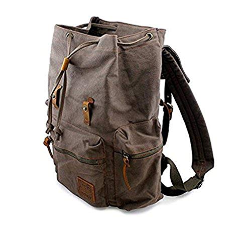 Mochila de cuero vintage unisex casual mochila de lona bolsa de senderismo mochila de viaje al aire libre Shouder bolsa, Brown (Marrón) - SB-G-02