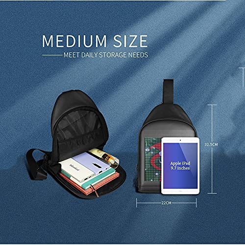 Mochila LED, mochila luminosa multifunción, impermeable, versión WiFi App, mochila para portátil de viaje y senderismo, con pantalla a colores (negro)