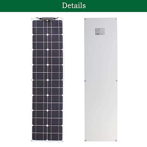 Módulo Solar Fotovoltaico Flexible 100W 12V 2 Piezas Kit Panel Solar 50W Cargador Solar Monocristalino con Conexión PV para caravanas, casas móviles y baterías 12V(2 * 50w)