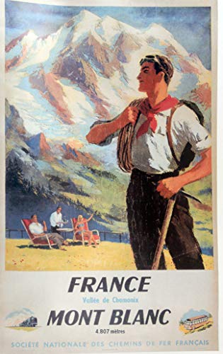 Mont Blanc Chamonix - Póster para reproducción, tamaño 50 x 70 cm, papel de 300 g, venta de archivo digital HD (Tienda póster Vintage.FR)