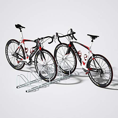 Monzana Aparcamiento para bicicletas soporte y organizador para 5 bicis para interior y exterior para pared y suelo