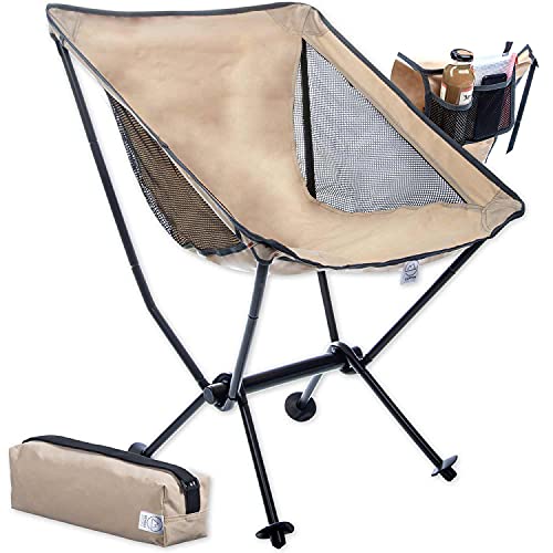 Moonchair Taburete de Camping Moon Chair XXL Silla Plegable Extremadamente cómoda Silla de Camping Asiento de Pesca (Beige)