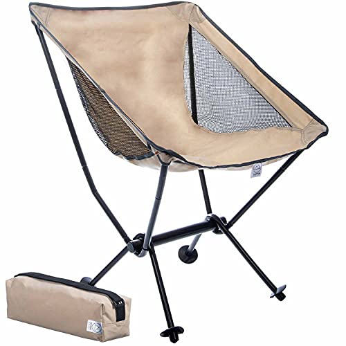 Moonchair Taburete de Camping Moon Chair XXL Silla Plegable Extremadamente cómoda Silla de Camping Asiento de Pesca (Beige)