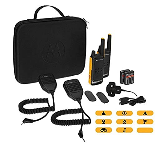 Motorola Talkabout T82 Extreme RSM (micrófono de Altavoz Remoto) 2 vías Walkie Talkie Radio's - Paquete de 2 Unidades, Color Amarillo y Negro