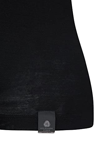 Mountain Warehouse Camiseta térmica interior de lana merina con manga larga para hombre - Camiseta ligera, camiseta antibacteriana de secado rápido, Invierno Negro XS