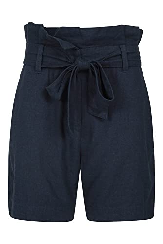 Mountain Warehouse Womens Linen Paperbag Shorts - Waistband, Easy Care Ladies Summer Trousers - Best for Outdoors, Picnic, Parks Azul Marino 34