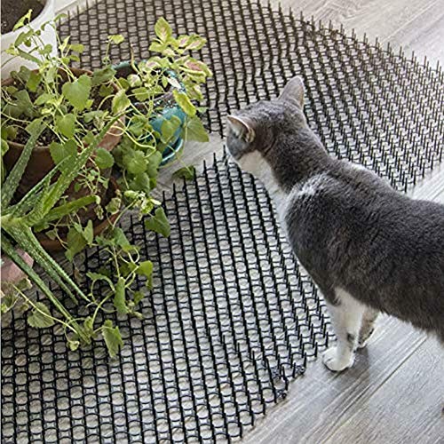 MOVKZACV Alfombrilla de gato con puntas de plástico, para jardín, anti gato, antipinchos, tiras de plástico, 10 unidades