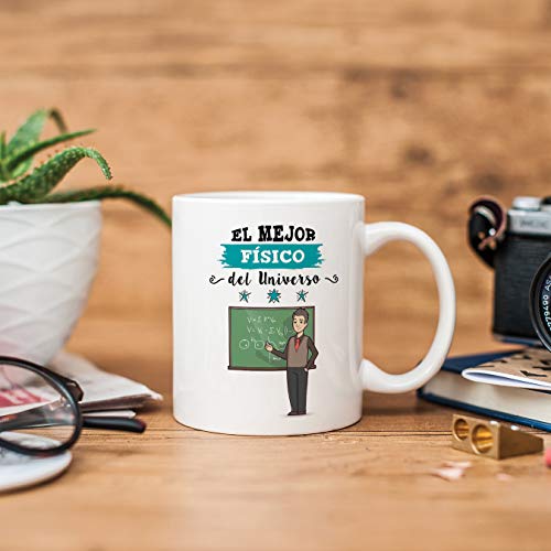 MUGFFINS Físico Tazas Originales de café y Desayuno para Regalar a Trabajadores Profesionales - Esta Taza Pertenece al Mejor Físico del Universo - Cerámica 350 ml