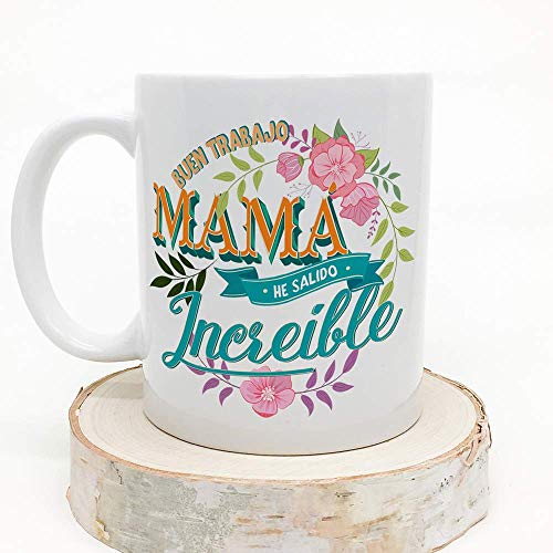MUGFFINS Tazas para Mamá –"Buen trabajo Mamá" (Modelo 1) – Regalos para el día de la Madre/Desayunos originales