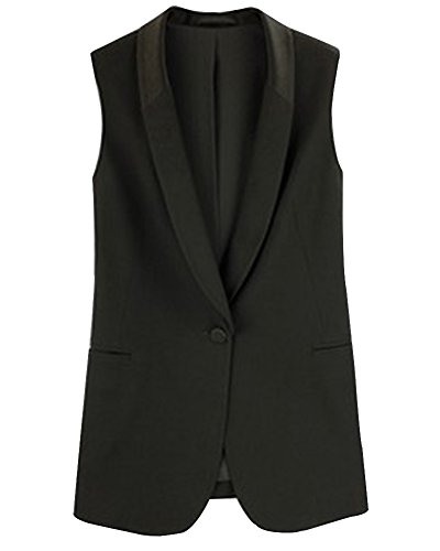Mujer Elegante Chalecos Gasa Sin Mangas del Trajes Y Blazers Chaqueta Outwear Casual Top Negro XL