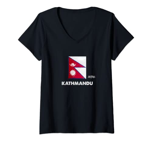 Mujer Katmandú Nepal Camiseta Cuello V