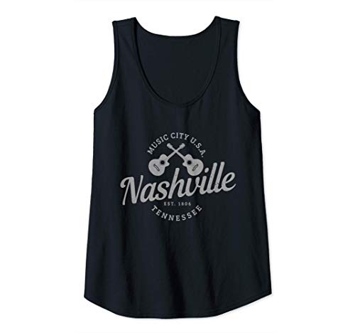 Mujer Nashville Tennessee Música Country América Guitarra Camiseta sin Mangas