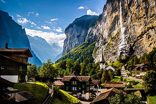 MX-XXUOUO Rompecabezas, Juegos y Manualidades y Ciencia-Casas de Las montañas de Suiza Eiger Alps Crag-1000 Piezas para Adultos y niños