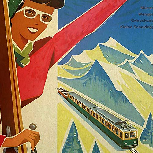 Nacnic Poster vintage. Cartel vintage de montañas europeas. Suiza, Jungfrau. Tamaño A3