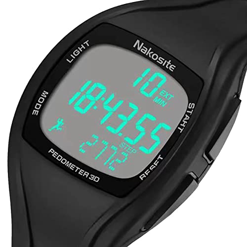NAKOSITE PEDWA2433 Reloj Podometro Cuenta Pasos Fitness Inteligente Smartwatch sin Bluetooth para Mujer Hombre niños. Contador de Paso preciso y Pulsera Actividad. Negra y Hermosa