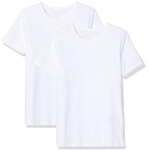 NAME IT Nkmt Camiseta Slim 2p Solid Noos, Blanco (Bright White Bright White), 110/116 cm (Pack de 2) para Niños