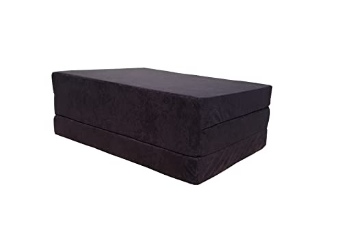 Natalia Spzoo El sillón de colchón Plegable para Invitados 180x80x10 cm con el Bolso (Negro 0001)