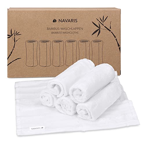 Navaris 6x Toallas de tocador de bambú - Toallitas de muselina para cuidado infantil del bebé o facial - Toalla de tela suave - 25 x 25 CM - Blanco